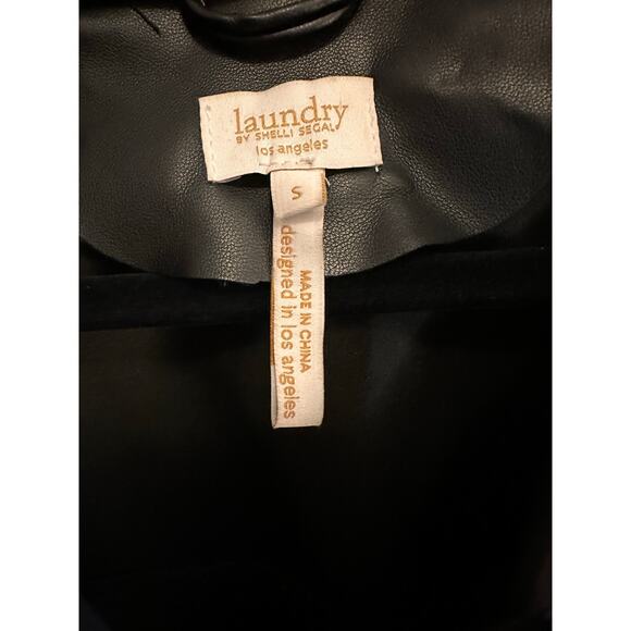 Laundry by Shelli Segal Faux Leather Puff Sleeve Button Up Shirt Jacket Small - Picture 3 of 10